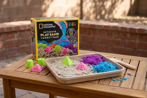 National Geographic Ultimate Play Sand Variety Pack (6 lb) bags and castle molds in exact retailer packaging