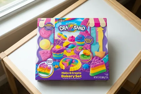 Cra-Z-Art CRA-Z-Sand Make & Create Bakery Set (24 oz) box, molds, and sand in exact retailer packaging