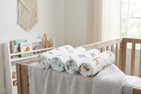 Aden + Anais Bear cotton muslin swaddle blankets, four-pack