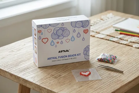 Artkal 48-color mini fuse bead box kit with pegboards and tools