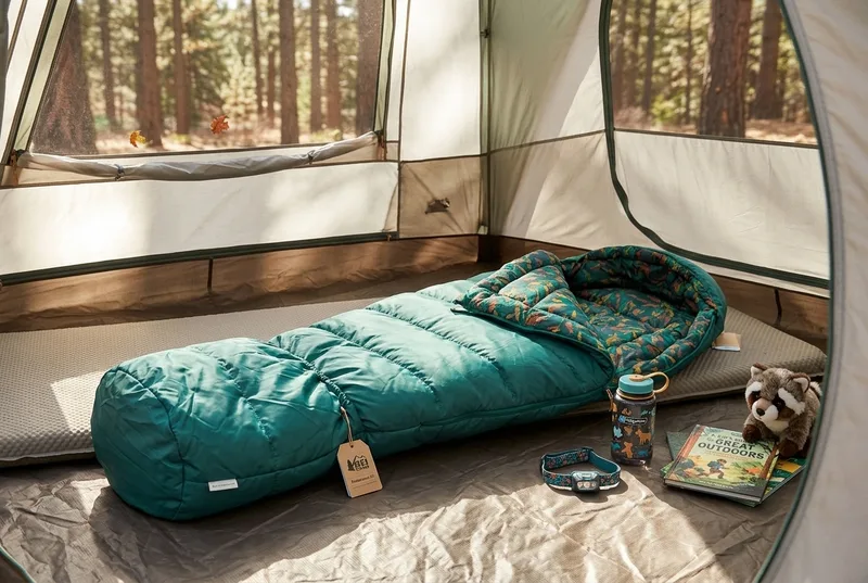 Kids sleeping bags on a bedroom floor