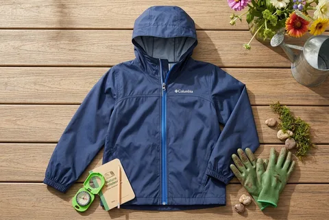Columbia Glennaker kids rain jacket in natural light