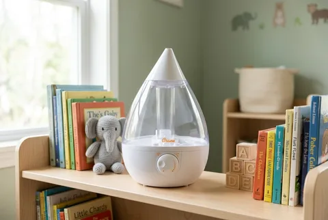 Crane Drop Ultrasonic Cool Mist Humidifier shown in a realistic product review scene