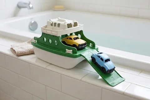 Green Toys Ferry Boat with Mini Cars in green and white