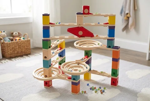 Hape Quadrilla Vertigo wooden marble run assembled