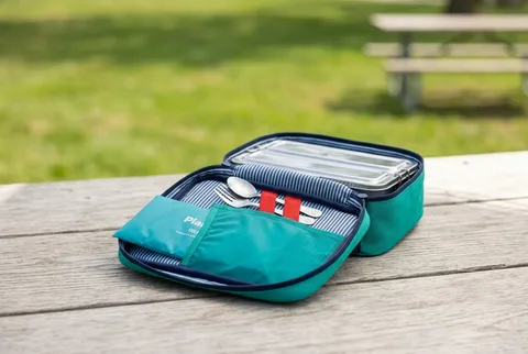 PlanetBox ColdKit ice pack shown in use with a teal lunch tray
