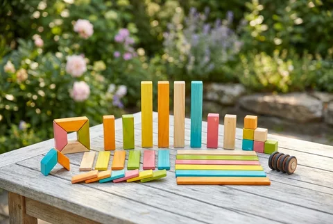 Tegu Magnetic Blocks shown in a realistic product review scene