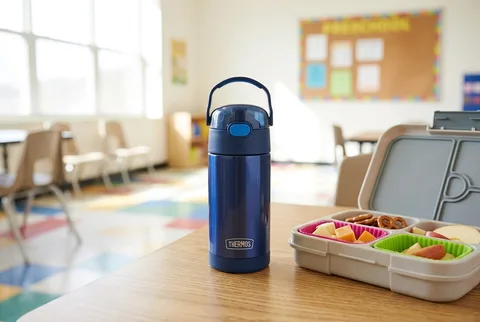 Small stainless kids straw bottle with a flip lid
