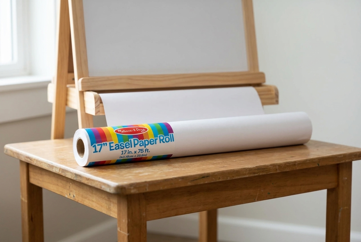 Melissa & Doug Easel Paper Roll on a wooden art easel