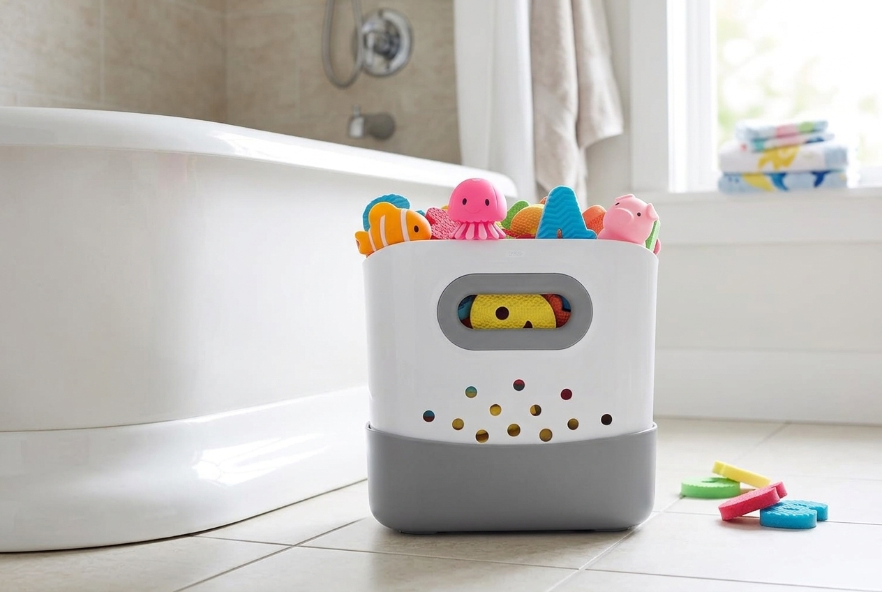 OXO Tot Stand Up Bath Toy Bin with perforated sides