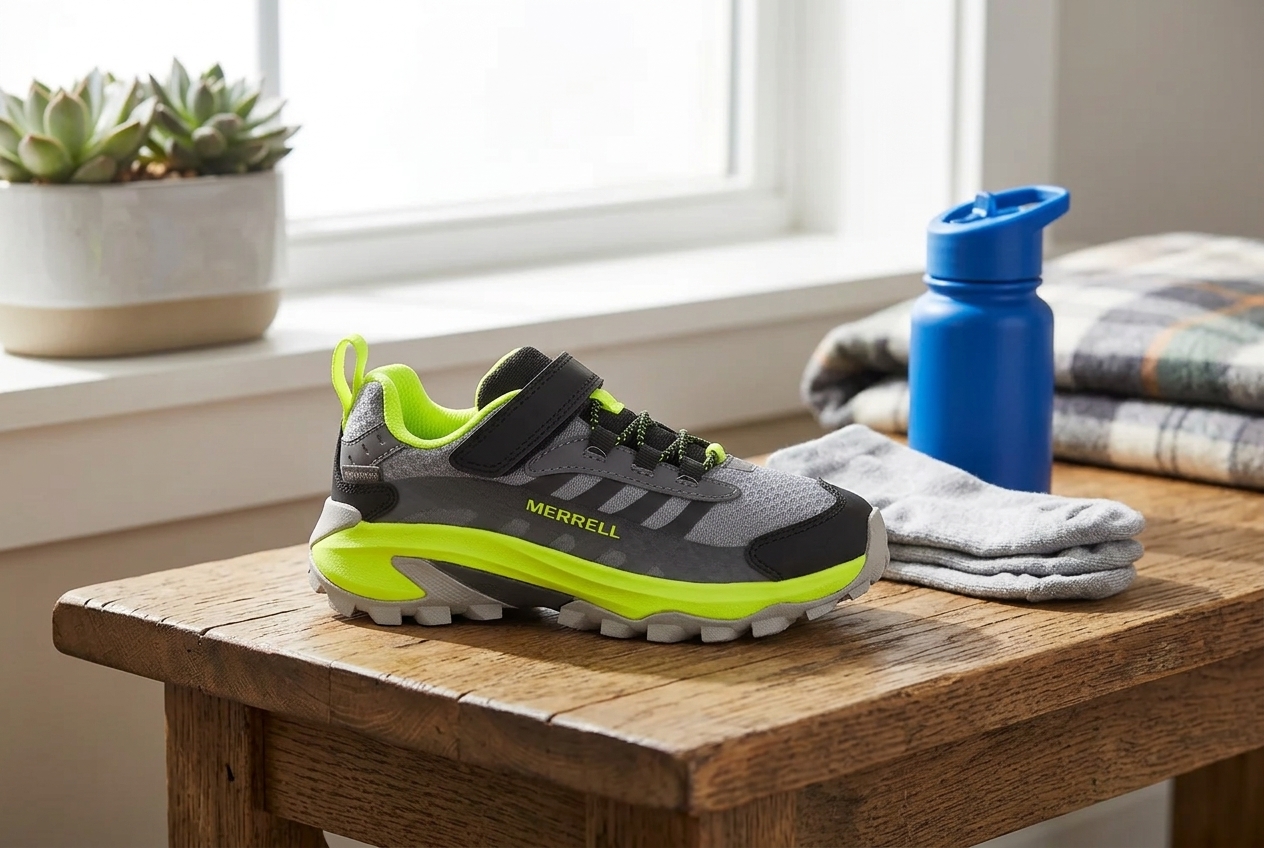 Keen Targhee IV Low Waterproof kids hiking shoe product photo on a white background - close-up of the waterproof upper and bungee lacing system