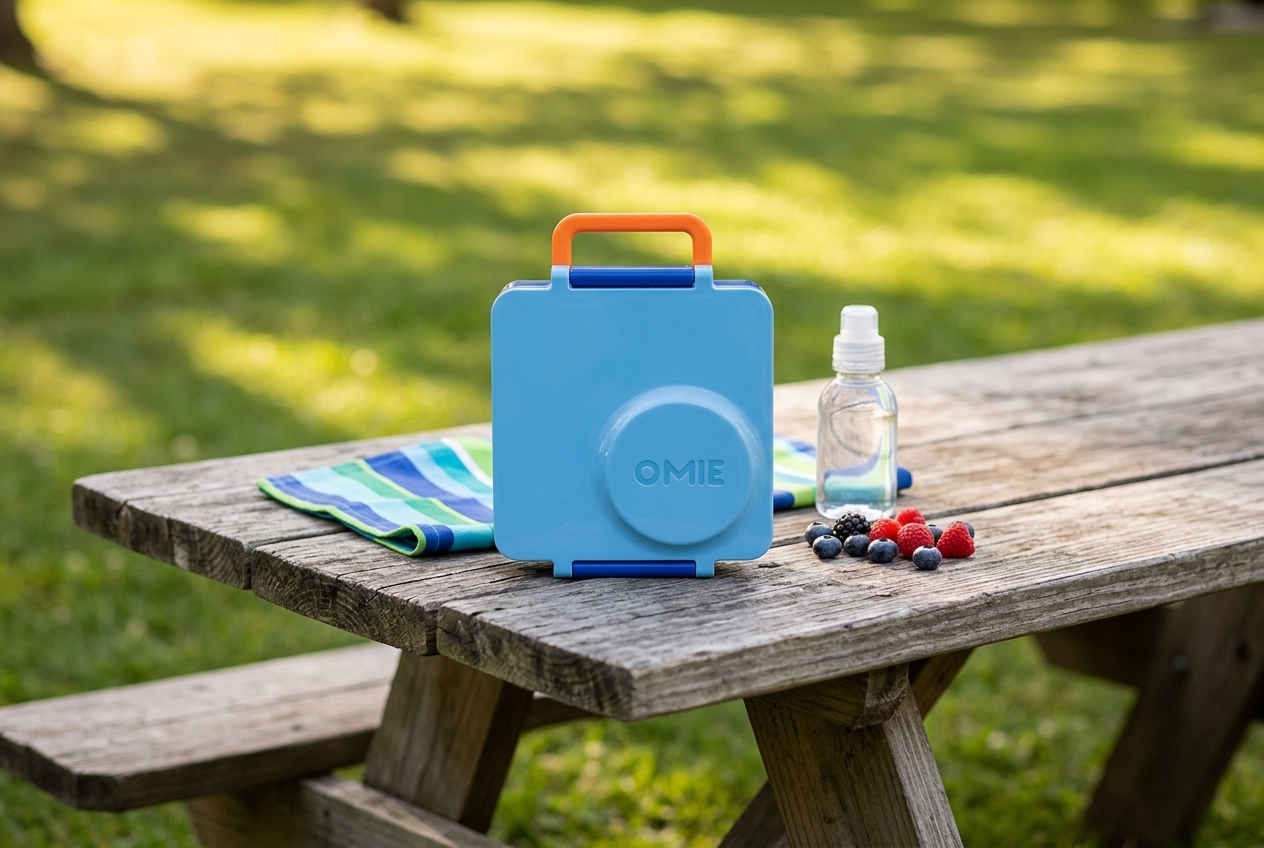 OmieBox shown in a realistic product review scene
