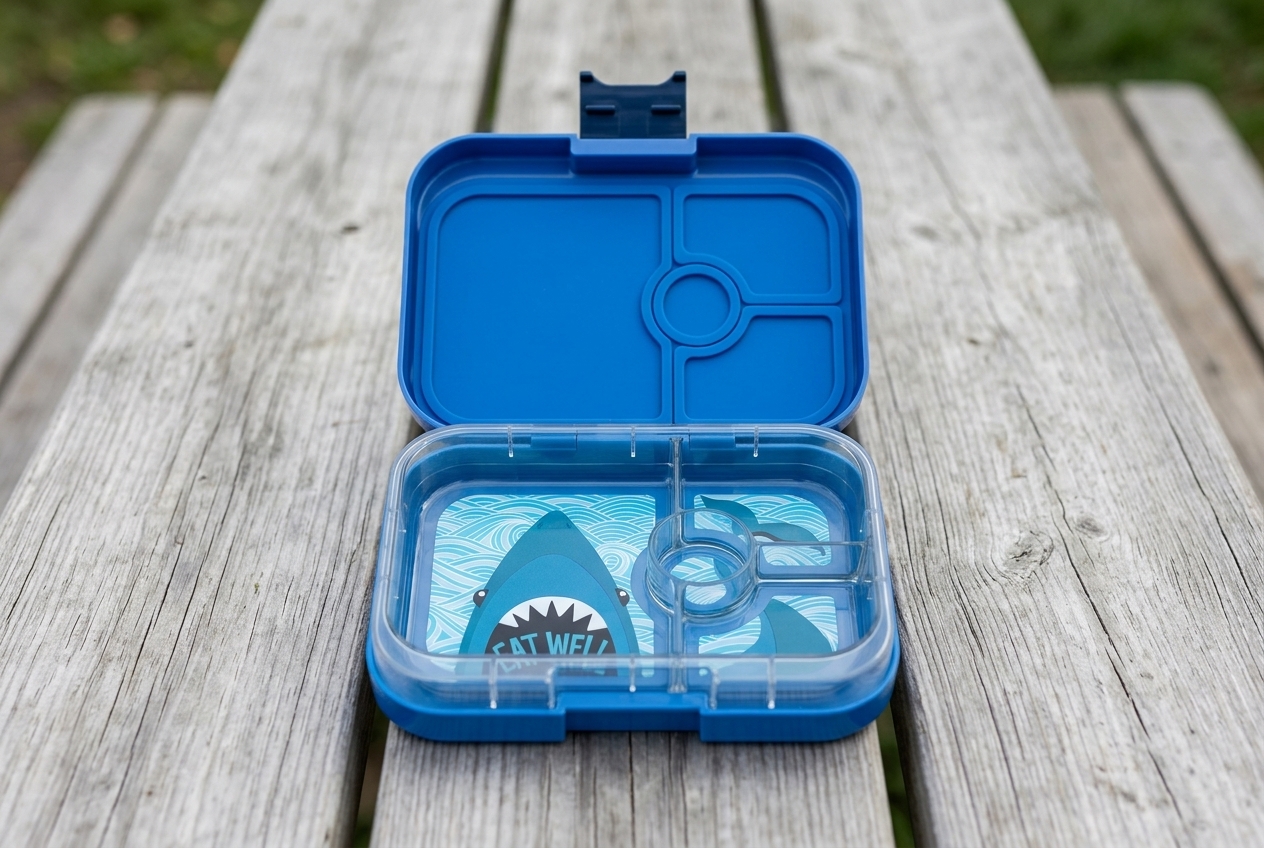 Yumbox Panino shown in a realistic product review scene