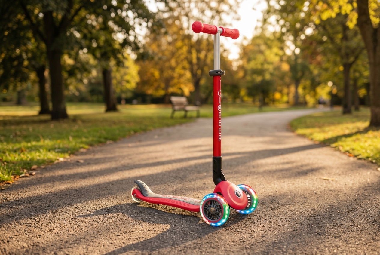 Category overview photo of kids scooters; not this specific Globber model
