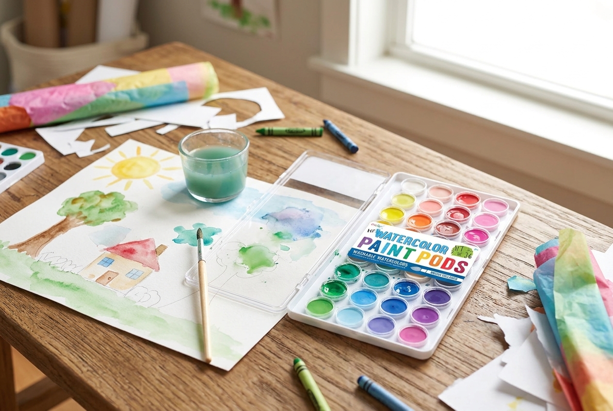 OOLY Chroma Blends Neon Watercolor Set tin packaging with neon paint pans