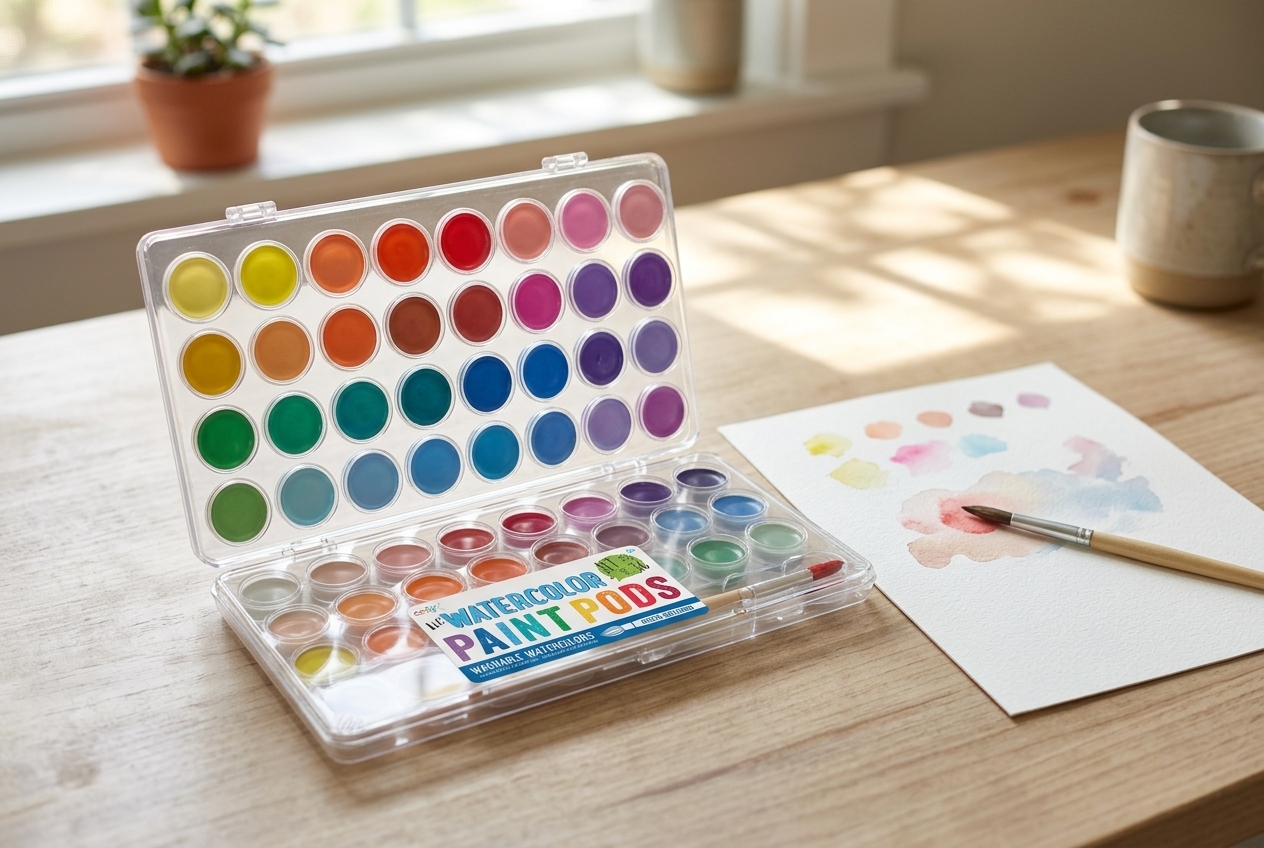 OOLY Lil Watercolor Paint Pods compact set with small brush