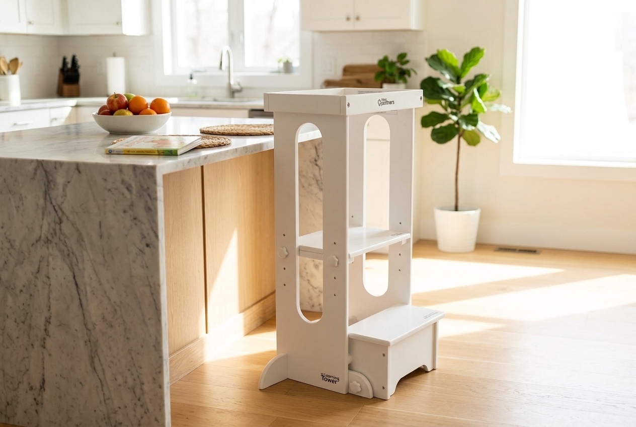 Little Partners Explore ’N Store Tower, Soft White in exact product photography