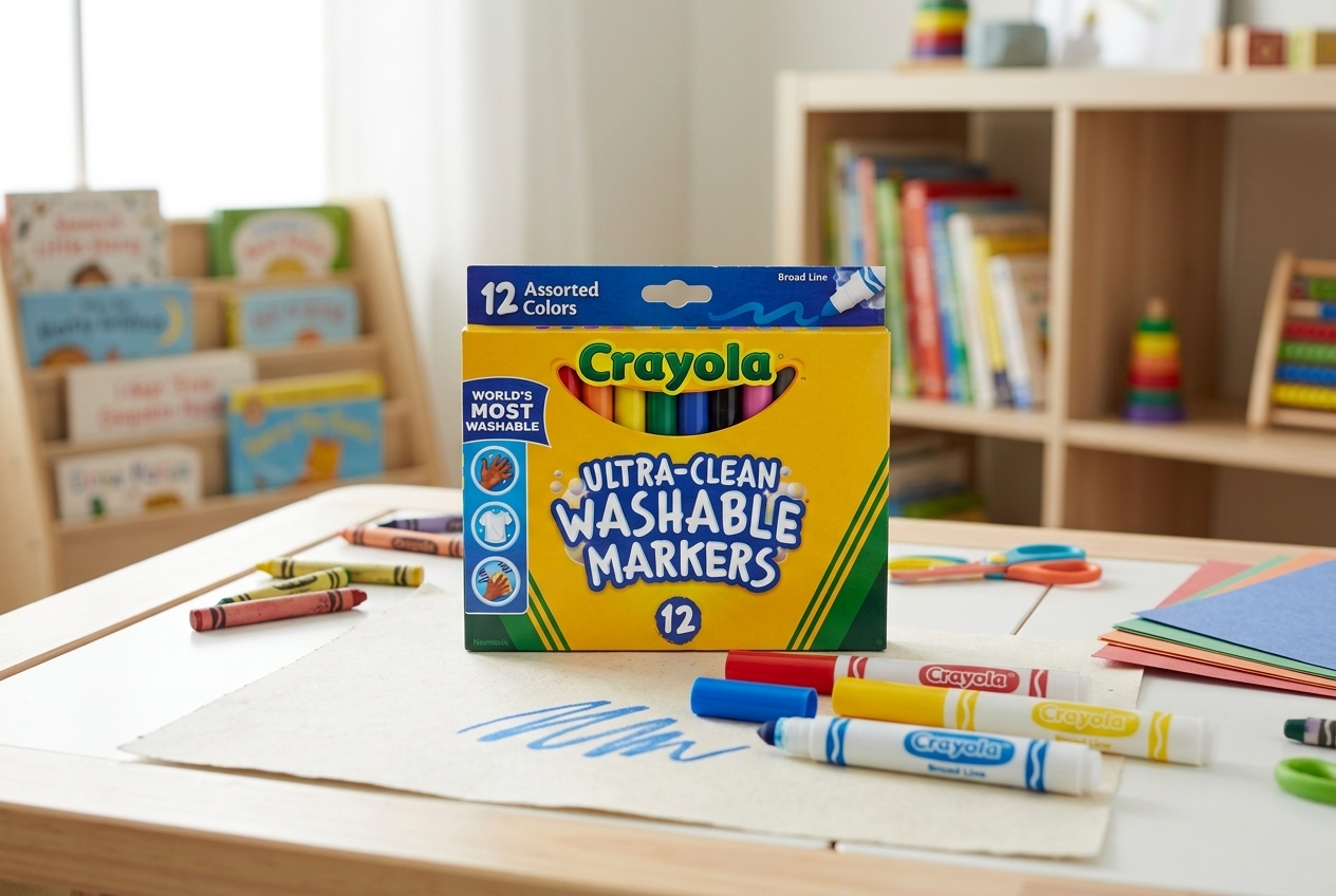 Kids doing artwork with craft supplies at a table